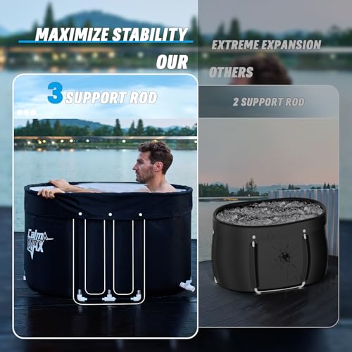 Oval Ice Bath Tub with Cover for Athletes XL Portable Cold Plunge Tub for Cold Water Therapy Ice Baths at Home