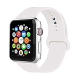 IYOU Sport Band Compatible with Watch Band 38MM 42MM 40MM 44MM, Soft Silicone Replacement Sport Strap Compatible with 2018 Watch Series 5/4/3/2/1(White,42MM, S/M)