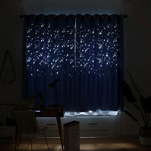 Beyonds Blackout Curtains Panels for Bedroom Meteor Shower 39 x 79 inch Curtain Panels, Window Kitchen Bath Shower Curtain Insulating Room Darkening Blackout Patio Drapes for Living Room - Thumbnail 3