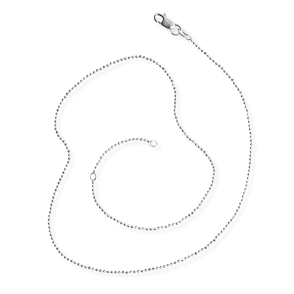 Drachenfels Fine Faceted Ball Chain Made of Sterling Silver with Lobster Clasp in Length 42 + 45 cm / Necklace Made of 925 Real Silver for Women/D KKF 51/AG, Sterling Silver