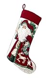 Lynn Haney Reindeer Santa Needlepoint Christmas Stocking