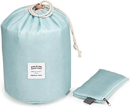 Bag Nylon High Capacity Drawstring Drum Wash Bags Makeup Organizer Storage (Mint Green)