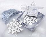 "Snowflake" Bookmark with Silver Finish and Elegant Ice-Blue Tassel