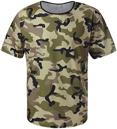 Men's Casual Long-Sleeve Short Sleeve Shirts O Neck T Shirt Slim Camouflage Printed Blouse Muscle Breathable Running Jogging Sport Top Basic Undershirt Compression Shirt