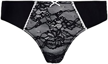 Guy de France 3705-A Women's Black and Ivory String Thong 3706-A Medium