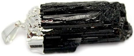 1 (ONE) Black Tourmaline Pendant - Silver Plated - Rp Exclusive COA AM8B10-06 by Rock Paradise Pendants
