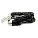 1 (ONE) Black Tourmaline Pendant - Silver Plated - Rp Exclusive COA AM8B10-06