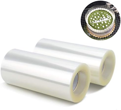 DR.DUDU 2 Rolls Acetate Sheets Acetate Cake Collars Clear Cake Wrap Strips for Chocolate Mousse Baking Cake Decorating, 3.9 Inches x 394 Inches