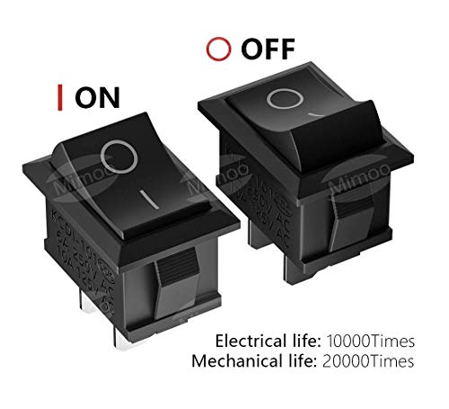 Interruptores para Coche Mimoo 20pcs Interruptor Coche Rocker Interruptor 10A / 125V, 6A / 250V SPST On/Off Auto Boton… - Imagen 7