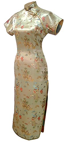 7Fairy Women's Vtg Gold Dragon Long Chinese Evening Dress Cheongsam