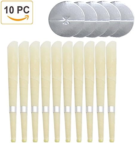 10 pcs 100% All-Natural Beeswax Candles with Natural Honey Scent with 5 Flame Resistant Discs