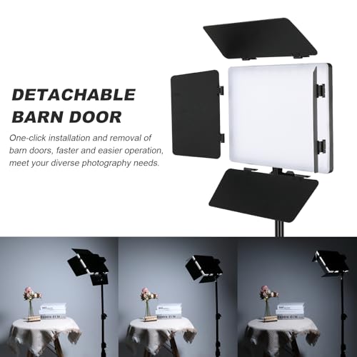 Soonpho 2-Pack LED Panel Light Video Barn Door 2800-6500K Adjustable Light 20W Photography Studio Lighting with 1.6m Stand and Mobile Phone Holder for Youtube Live Streaming