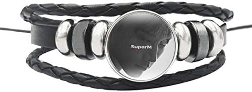djryj Beneficial 9 Styles Superm Glass Cabochon Multilayer Leather Charm Bracelets & Bangles Baekhyuh Kai Mark Taemin Taeyong Ten Fans Jewelry Gifts
