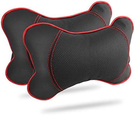 kgftdk 2pcs Car Neck Pillow, Pu Leather Headrests On Both Sides, Suitable For Most Car-filled Fiber Pillows.