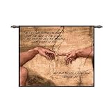Pure Country Weavers Creation of Adam with Words - Woven Tapestry Wall Art Hanging for Home Living Room & Office Decor - Biblical Christian Genesis 2:7 Inspirational Artwork - 100% Cotton - USA