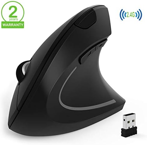 Joyspot Wireless Vertical Mouse, Ergonomic Gaming Mouse,USB PC Laptop Computer Vertical Optical Mouse with 3 DPI Adjustable for Windows 7/8/10/XP Vista Linux Mac,etc…