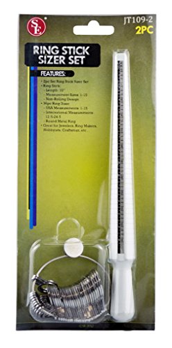 SE JT109-2 Premium Metal Ring Stick and Sizer Set