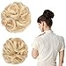 REECHO Thick 2PCS Updo Messy Hair Bun Curly Wavy Ponytail Extensions Hairpieces Hair Scrunchies for Women Girls Color Natural Blonde