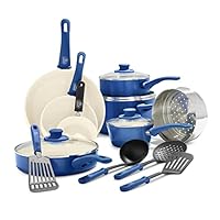 GreenLife Soft Grip Healthy Ceramic Nonstick, 16 Piece Cookware Pots and Pans Set, PFAS-Free, Dishwasher Safe, Blue GreenLife Soft Grip Healthy Ceramic Nonstick, 16 Piece Cookware Pots and Pans Set, PFAS-Free, Dishwasher Safe, Blue