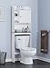 Spirich Home Bathroom Shelf Over The Toilet, Bathroom Cabinet Organizer Over Toilet with Louver Door,White (Black Shelf)