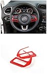 FMtoppeak Red Steering Wheel Buttons Cover Trim Car Styling Auto Accessories Interior Decoration Sequins for Jeep Renegade 2014 UP