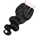 Lanyi 14 inch Brazilian Body Wave Lace Closure Three Part Virgin Human Hair Closure Natural Black 1b 130% Density 4x4 Lace