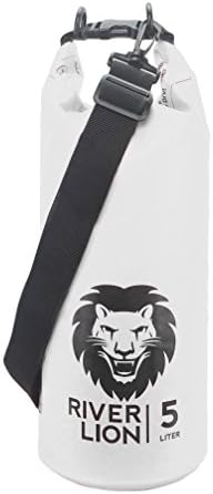 Adventure Lion Premium Waterproof Dry Bag With Shoulder Strap &amp; Grab Handle, Roll Top Dry Sack Great For Kayaking, Swimming, Boating (White, 5 Liter)