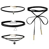 Areke Leather Chain Choker Necklace for Women Girls, Gothic Tassel Velvet Necklaces Adjustable Set