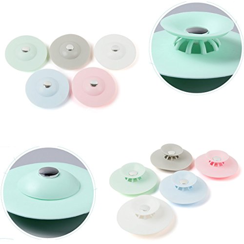 3pcs Shower Drain Stopper Plug Bathtub Cover Portable Silicone Hot Bath Tub Sink Strainers Protectors Good Grips Hair Catchers for Floor, Laundry, Kitchen and Bathroom, 2 in 1 Stop & Filters
