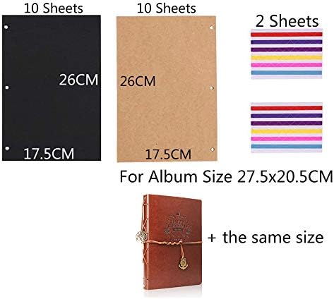 ThxMadam Scrapbooking Paper 26x17.5CM,10 Sheets Black Paper + 10 Sheets Kraft Paper Extra Refill Page for Scrapbook Photo Album Memory Book Notebook 10.82" x 8.07" (27.5 x 20.5CM) for Album Large - Image 4