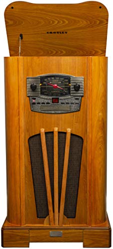 Crosley CR4401D-OA Bluetooth Turntable Console with CD Player and AM/FM Radio, Oak