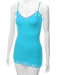 XT1004L Ladies Adjustable Spaghetti Strap Lace Trim