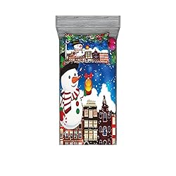 Ambesonne Christmas Fitted Sheet & Pillow Sham