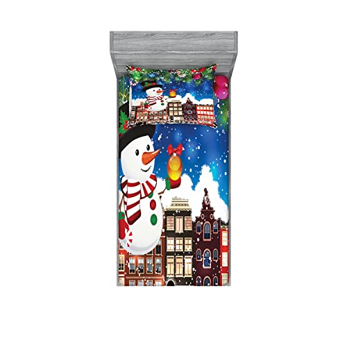 Ambesonne Christmas Fitted Sheet & Pillow Sham
