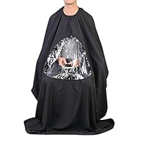 ULTNICE Salon Home Barbers Hairdressing Cape Gown with Viewing Window for Hair Cutting 6357"(Black)