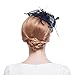 Valdler Womens Feather Mesh Net Sinamay Shaped Fascinator Hat for Tea Party