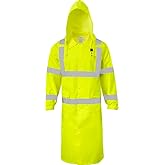 Ironwear 9520FR Fire Retardant Hi-Visibility ANSI Class 3 Rain Jacket with Tuck-Away Hood and Reflective Stripes