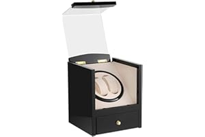 KOKTOHAY Automatic Single Watch Winder with Quiet Japanese Motor,AC Adapter or Battery Powered,Premium Leather Exterior and Soft Flexible Watch Pillows for Men's and Women's Watch