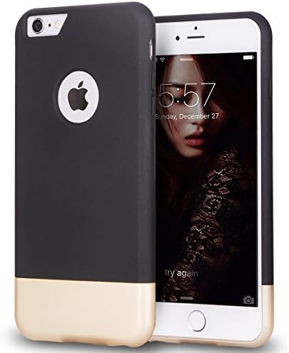iPhone 6 Plus Case, Moze iPhone 6 Plus Case Protective SOFT-Interior Scratch Protection Slider Style Hard Case for iPhone 6 Plus - Black/Champagne Gold