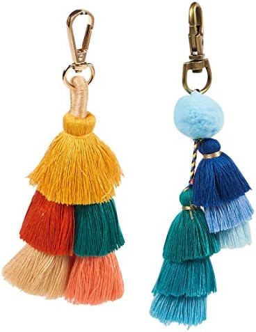 Tassels Pom Poms Keychain, Bohemian Handbag Bags Pendant Key Chain Rings