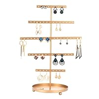 QILICHZ Vintage Earring Holder Earring Stand Earring Display Rack Jewelry Stand Decorative Jewelry Holder Display with Wooden Tray/Dish for Earrings Necklace Bracelet Rings 69 Holes 5-Tier