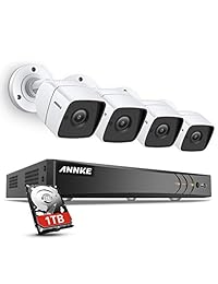 ANNKE 1080P Cámara de bala, cámara de seguridad CCTV para interior exterior, IP66, resistente a la intemperie con Smart IR Cut HD visión nocturna, color blanco