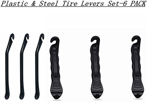 Hanker Bicycle Tire Levers - 6 Pcs Strong and Durable Bike Tire Pry Rods - Plastic & Steel Tire Lever Set