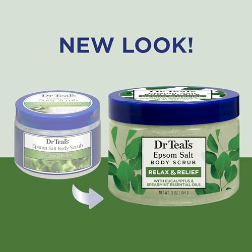 Dr Teal's Pure Epsom Salt Body Scrub, Relax & Relief with Eucalyptus & Spearmint Essential Oils, 16 oz (Pack of 3) - Image 2