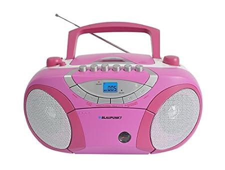 Blaupunkt BB15BL Boombox mit Radio/CD/MP3-Player/Kassettenplayer (mit LCD-Dislay, USB, X-Bass) rosa
