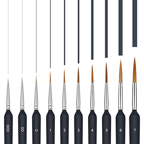 Ledeak Detail Pinsel, 10 Stück Modellbau Pinsel Set Langlebig Pinselset Malen, Miniatur-Pinsel für Acryl und Nägel… – Bild 4
