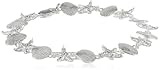 Sterling Silver Starfish and Sand Dollar Link Bracelet, 7