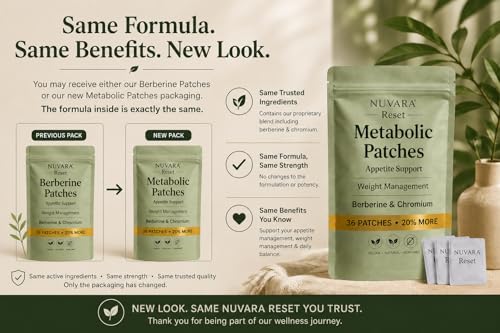 NUVARA Berberine Patches - Reset | Appetite Management & Berberine Support | 36 Transdermal Metabolic Patches