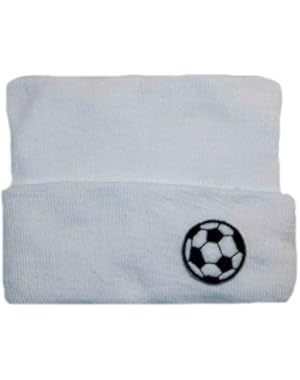 Jacqui's Unisex Baby White Hospital Hat With Soccer Ball