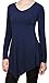 [DRSKIN] Women Handkerchief Hem Long Sleeve Tunic Top (L, Navy)